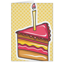 Torta de cumpleaños y lunares amarillos felicitacion 