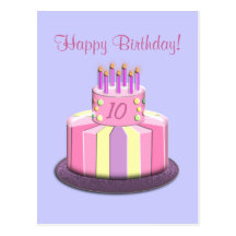 Torta de la edad del cumpleaños (rosa) tarjeta postal