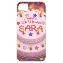 Torta del cumpleaños de Sara iPhone 5 Cárcasa