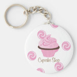 Torta rosada de Swirly Llavero Personalizado