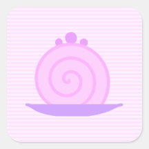 Torta rosada espiral en rayas rosadas calcomanias cuadradas