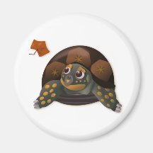 Tortuga de caja con la hoja del otoño imán para frigorífico