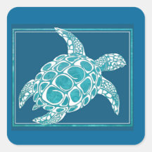 Tortuga de mar de la aguamarina etiquetas  