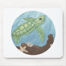 Tortuga de mar del bebé de la hawaiana alfombrilla de raton