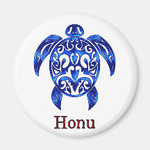 Tortuga de mar hawaiana en azul variable iman
