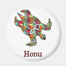 Tortuga de mar hawaiana tribal en arco iris imán de frigorifico