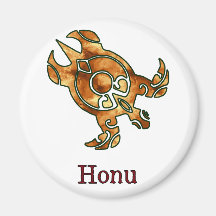 Tortuga de mar hawaiana tribal en oro imán para frigorífico