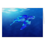Tortuga de mar subacuática tarjetón