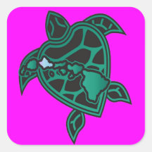Tortuga de mar verde de Hawaii Calcomanía Cuadrada Personalizada