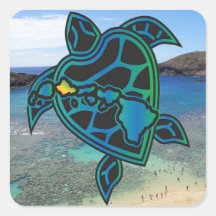 Tortuga de Oahu de la bahía de Hawaii Hanauma Calcomanías Cuadradass Personalizadas