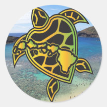Tortuga de Oahu de la bahía de Hawaii Hanauma Etiqueta