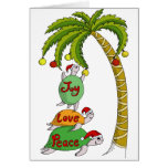 Tortuga hawaiana Santas del navidad Tarjeta