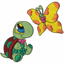 Tortuga y camisa bordada mariposa camiseta polo