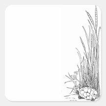 Tortuga y Cattails Calcomanía Cuadrada Personalizada