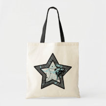Tote abstracto azul de la estrella bolsa