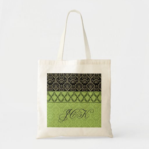 Tote con monograma verde del diseño II de las cost Bolsas