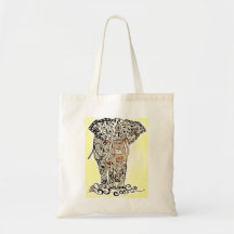 tote de la mano del elefante de Paisley Bolsa Lienzo
