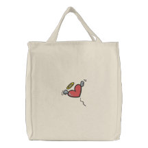Tote del corazón del ángel bolsa bordada
