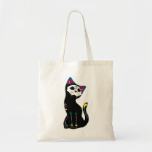 Tote del gato de "Gato Muerto" Dia De Los Muertos  Bolsa De Mano