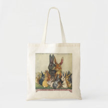 Tote del retrato de la familia del conejito de pas bolsas de mano