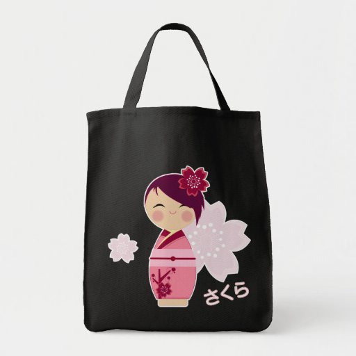 Tote del ultramarinos de Kokeshi Sakura Bolsa Lienzo