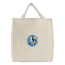 Tote lindo del Cupid del pingüino Bolsas Bordadas
