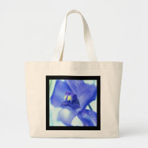 Tote natural/negro de la lona con diseño floral az bolsas lienzo