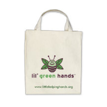 Tote orgánico del ultramarinos de las manos verdes bolsa de mano
