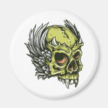 Totenkopf Schädel Federn skull feathers Kühlschrankmagnete