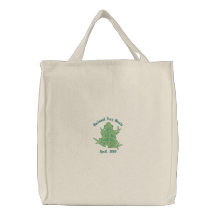 Totes adorables de la rana de Emrboidered que sube Bolsa De Mano Bordada