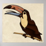 Toucan talló de maderas tropicales poster