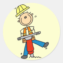 Trabajador de construcción con el martillo de Jack Pegatinas Redondas