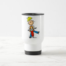 Trabajador de construcción con el martillo de Jack Tazas De Café