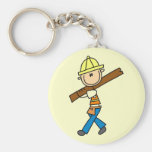 Trabajador de construcción con la madera de constr llavero personalizado