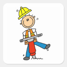 Trabajador de construcción con los regalos del mar colcomania cuadrada