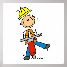 Trabajador de construcción con los regalos del mar poster