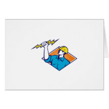 Trabajador de construcción del electricista retro tarjetas