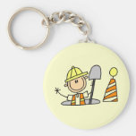 Trabajador de construcción en boca llavero