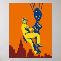 trabajador de construcción en estilo retro del alz poster
