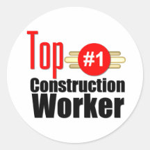 Trabajador de construcción superior etiquetas redondas