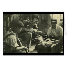 Trabajadores del vintage felicitación