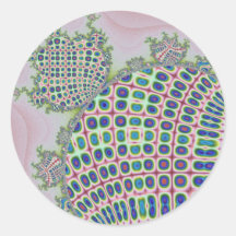 Trabajo hecho a mano del fractal pegatinas redondas