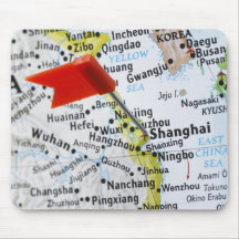 Trace el perno colocado en Shangai, China en mapa, Tapetes De Ratón