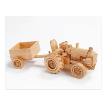 Tractor de madera tarjeta postal
