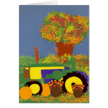 Tractor verde de la acción de gracias con la tarje