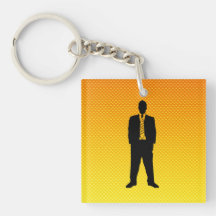 Traje de negocios amarillo-naranja llaveros
