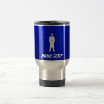 Traje de negocios azul taza de café