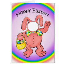 Traje divertido Pascua feliz de lúpulo del conejit Felicitaciones