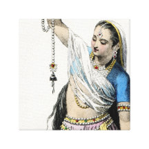 Traje tradicional de la mujer india impresion de lienzo
