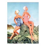 ¡Trajes de baño de las mujeres del vintage y casqu Tarjeta Postal